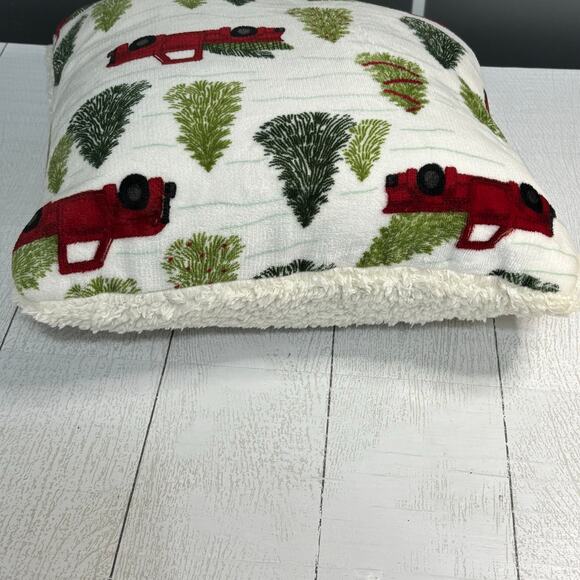White Pillow with Red Vintage Truck and Christmas Trees - Picture 6 of 10